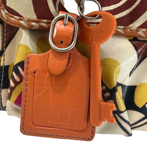 Fossil Vintage Key-Per Waxed Cotton Weekender Baby Bag Abstract Retro Print - Picture 3 of 16